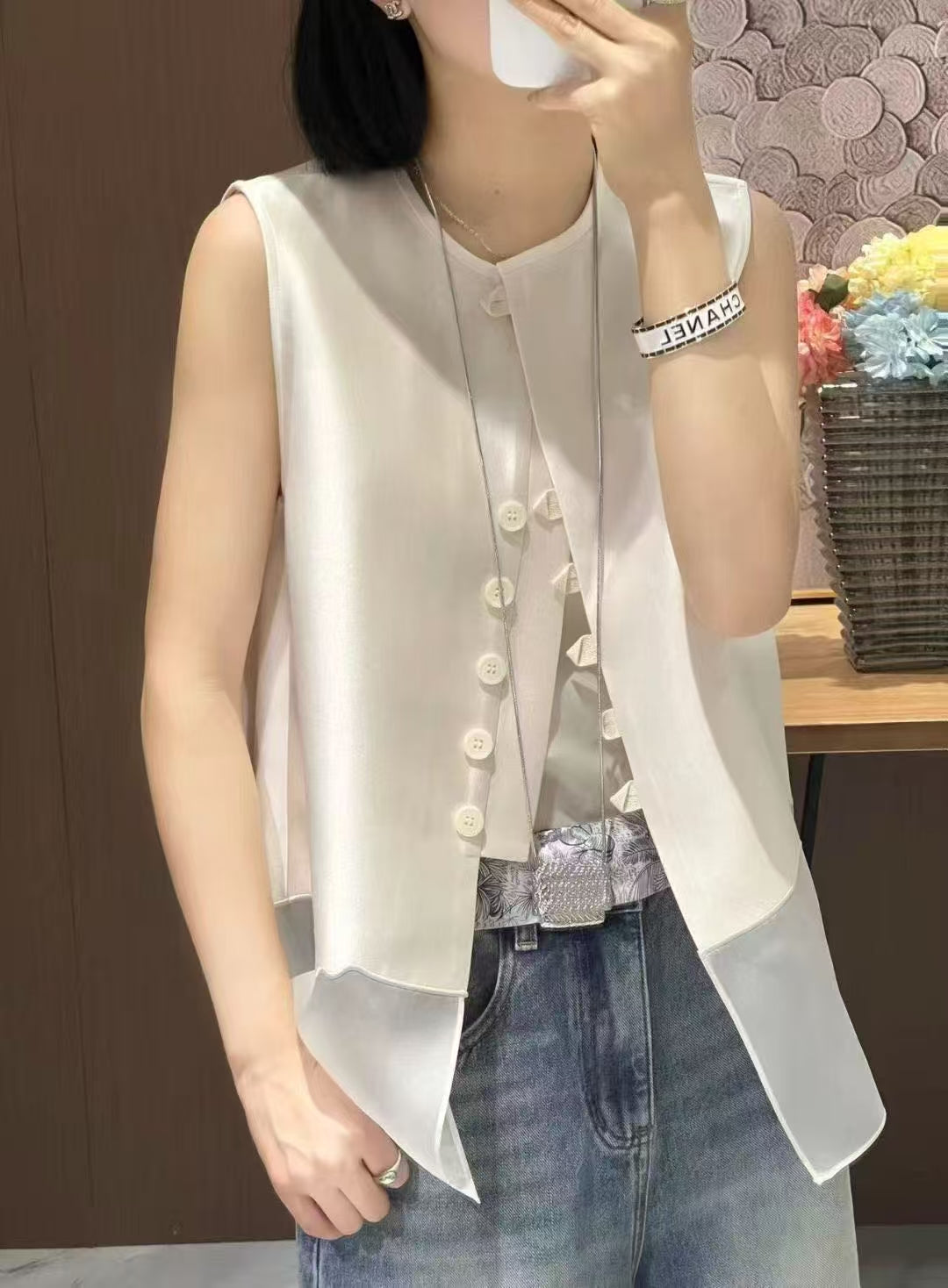Li HuaOrganza Vest Top