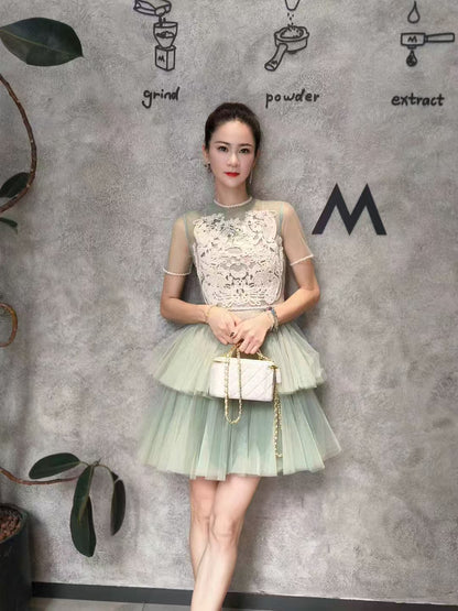 Linh Layered Tulled and Lace Dress