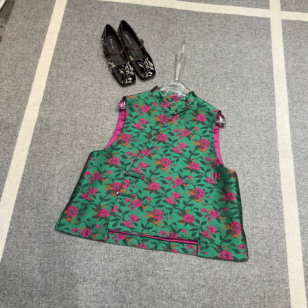 Na Silk Brocade Oriental Vest