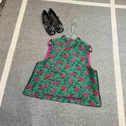 Na Silk Brocade Oriental Vest
