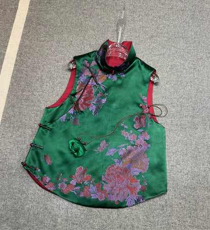 Chun-Hua High Collar Silk Brocade Vest