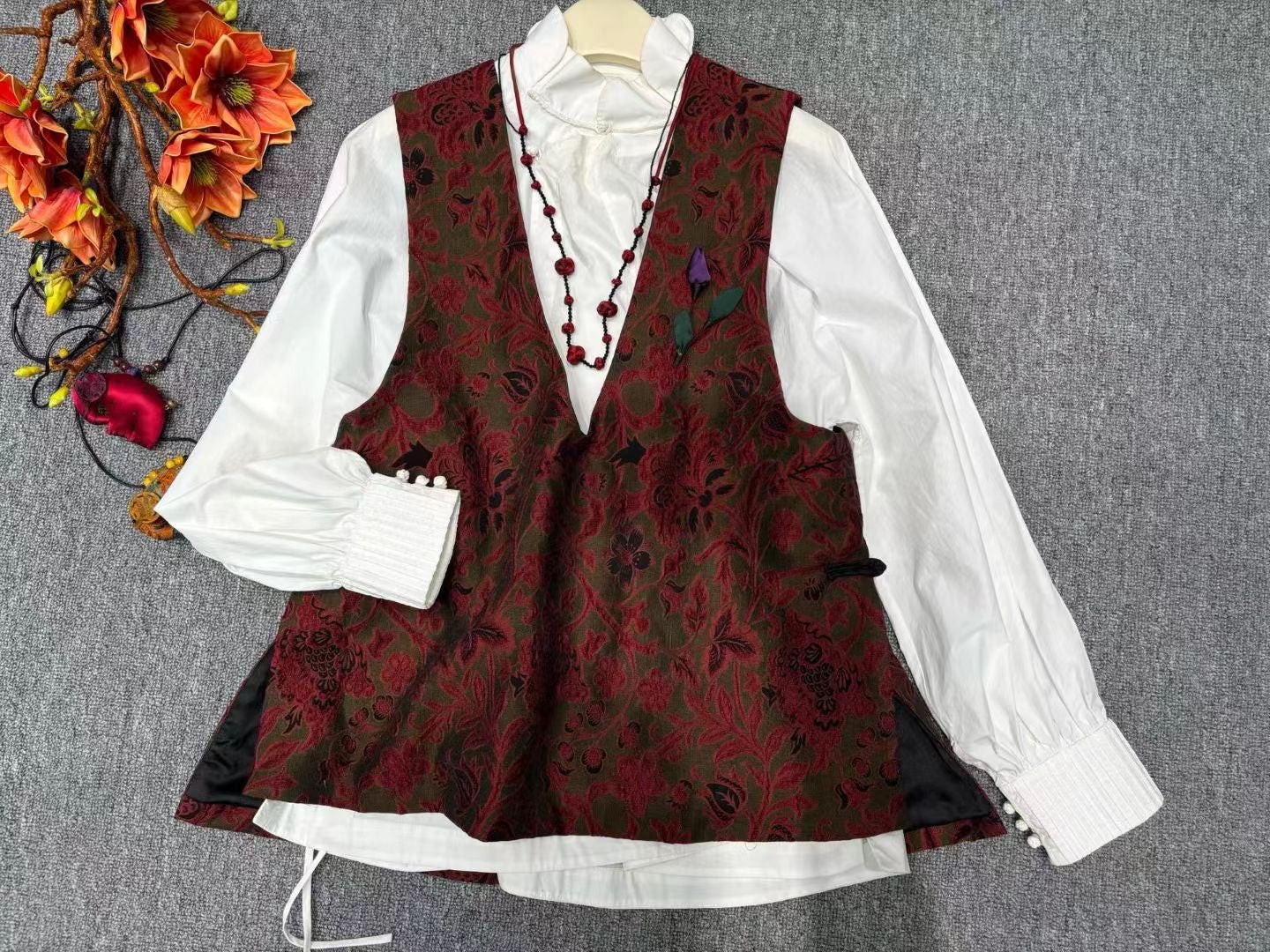 Li-Mei Silk Brocade Vest