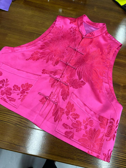 Lirong Front Pocket Oriental Vest