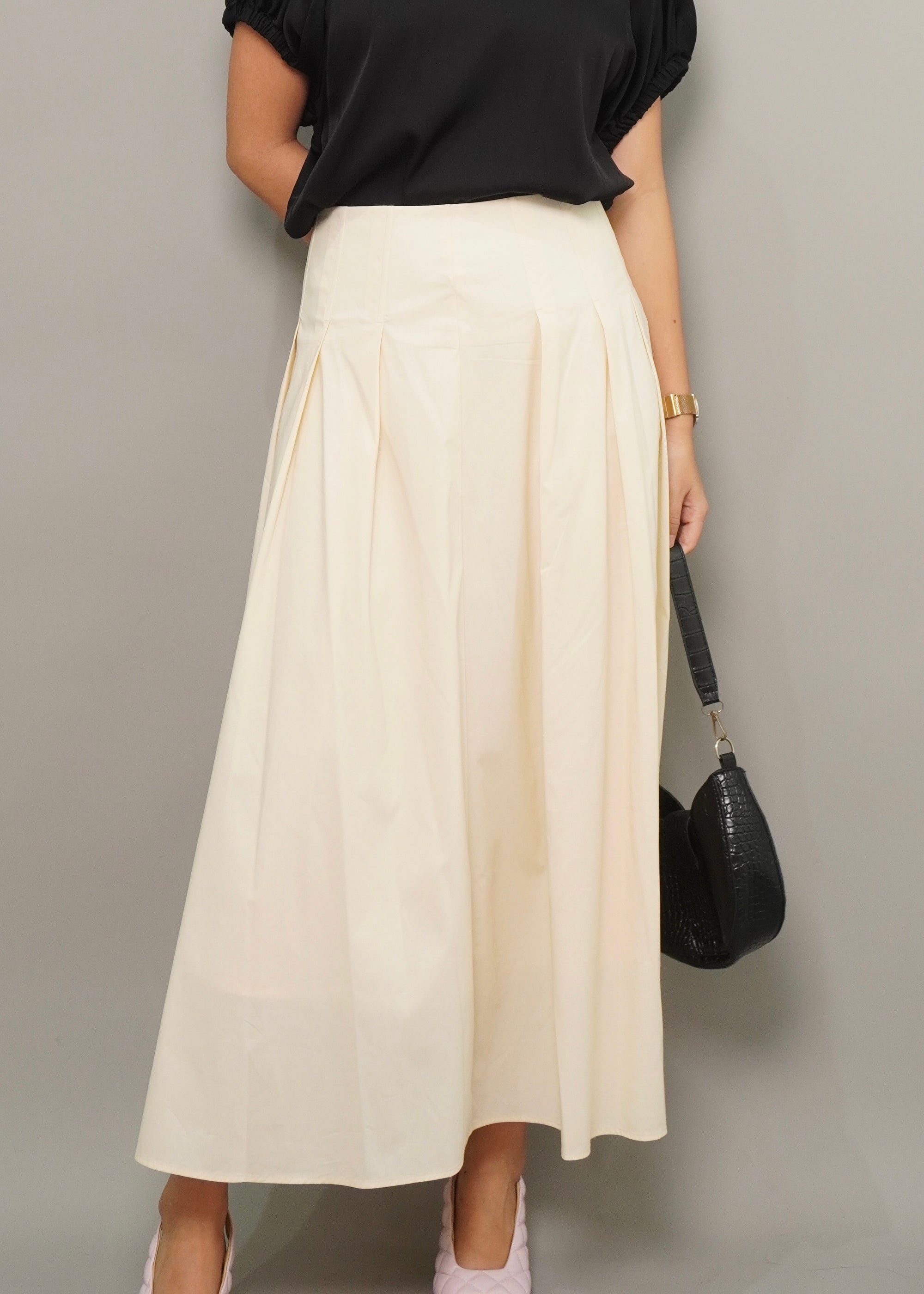 Sorel Fold Pleated Flair Skirt