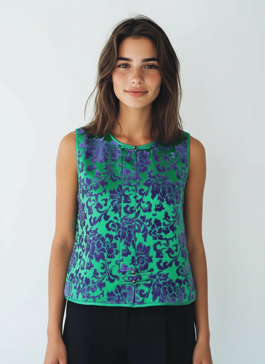 Xīn yí Silk Brocade Velvet Vest