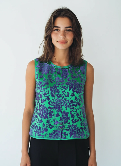 Xīn yí Silk Brocade Velvet Vest