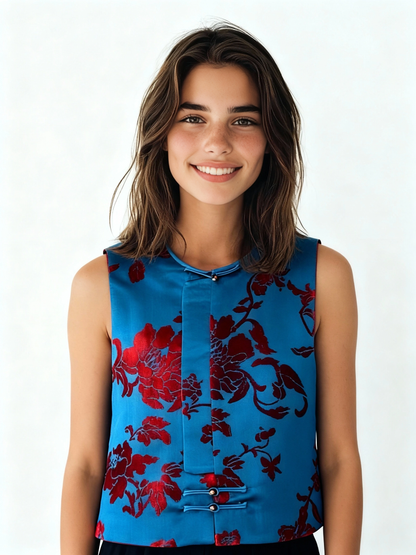 Xīn yí Silk Brocade Velvet Vest