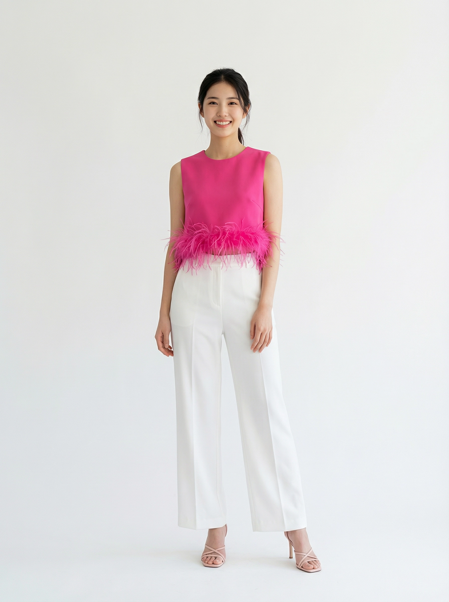 Aimée Sleeveless Top with Feather