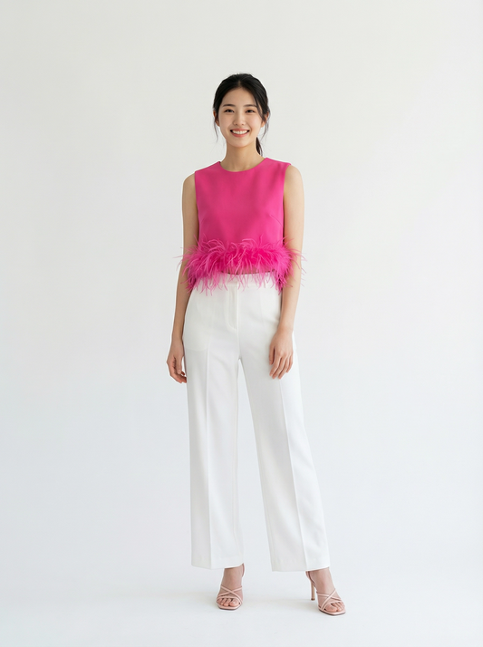 Aimée Sleeveless Top with Feather