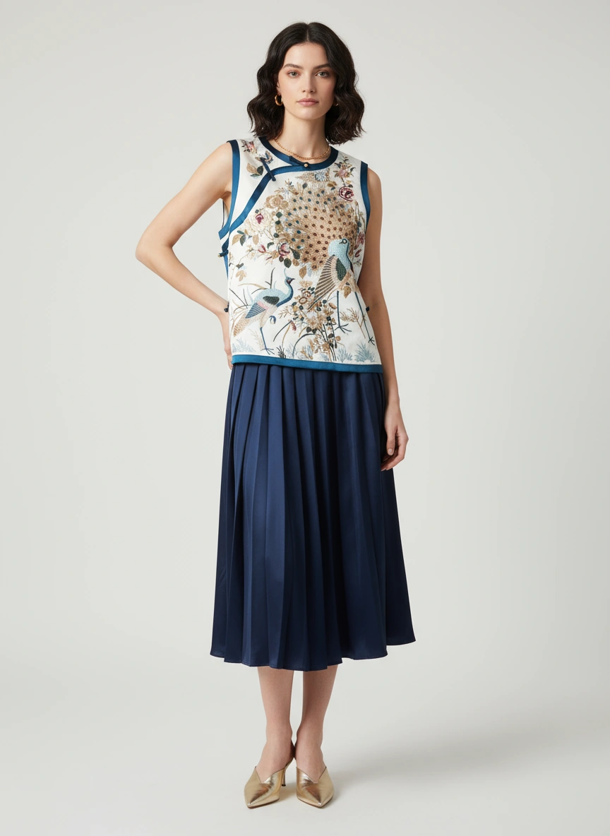 Lan Embroirdery Trimming Vest