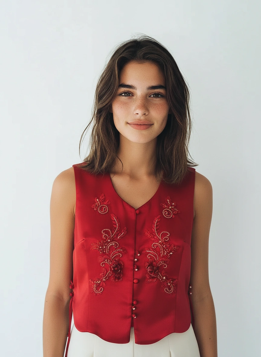 Mei Embellished Silk Vest