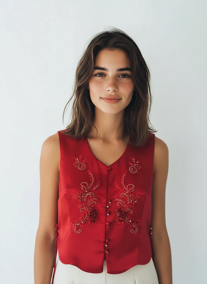 Mei Embellished Silk Vest