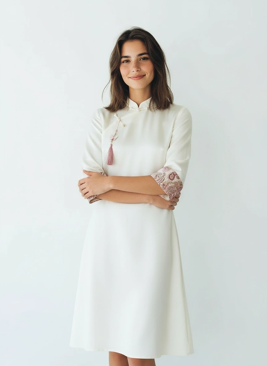 Mi Mi Long Sleeve Embroidery Dress
