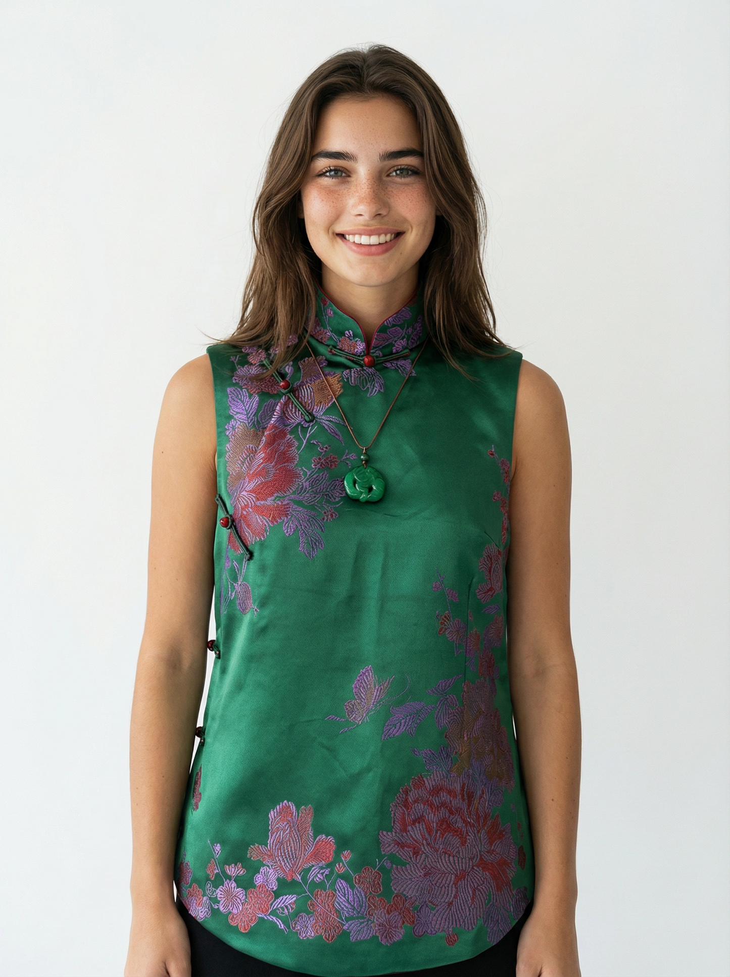 Chun-Hua High Collar Silk Brocade Vest