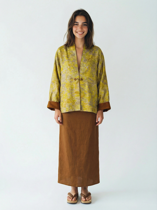 Yu Mulberry Silk Mandarin Style Top