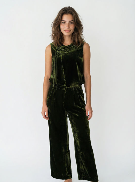 Zi Qing Velvet Straight Leg Pant