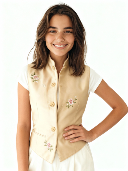 Ling Long Flower Embroidery Vest