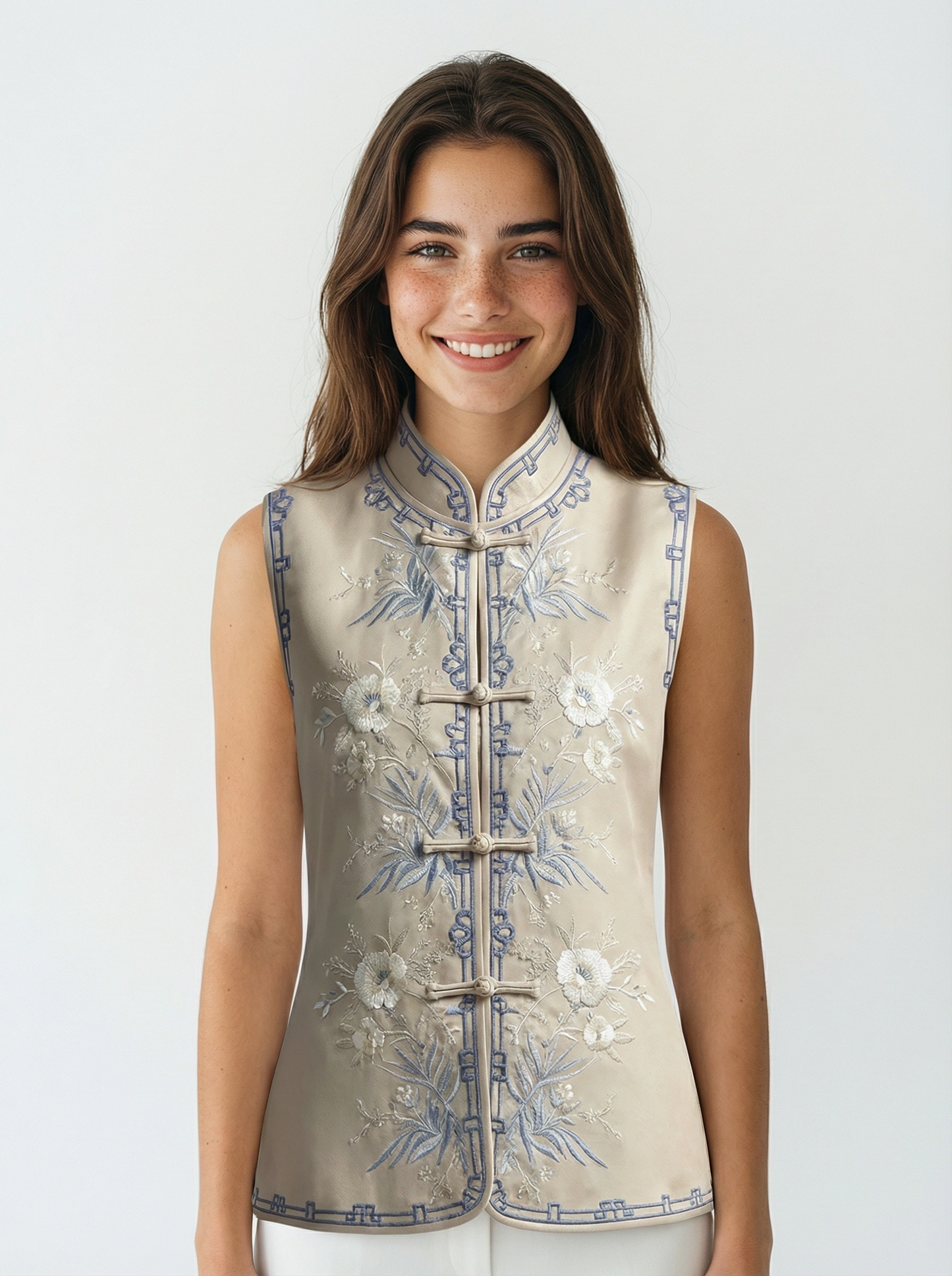 Ying Yue Embroidery Silk Vest