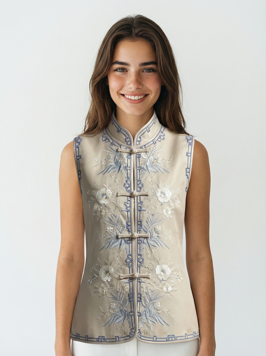 Ying Yue Embroidery Silk Vest