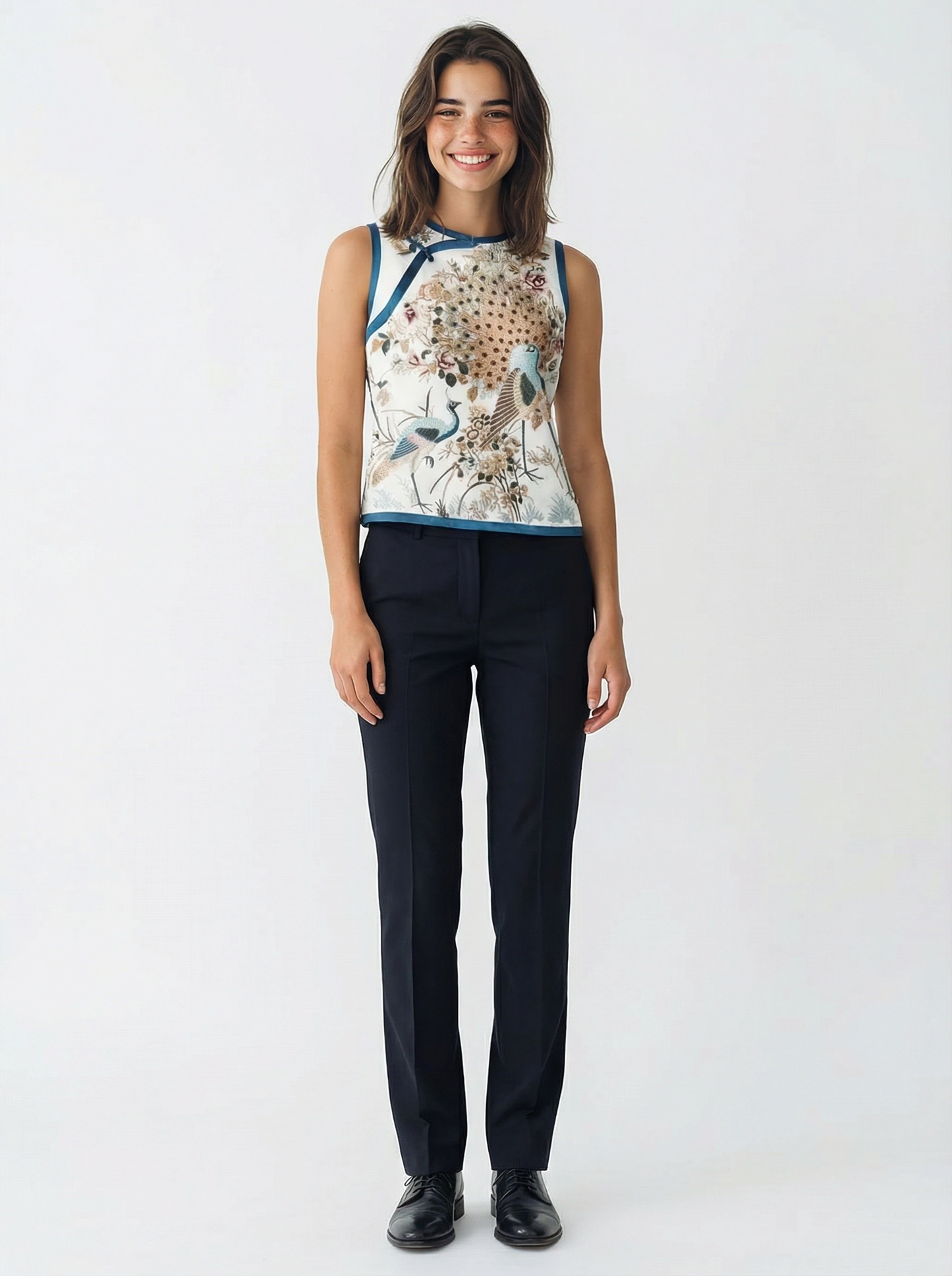 Lan Embroirdery Trimming Vest