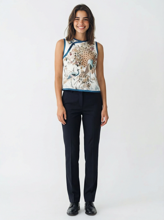 Lan Embroirdery Trimming Vest