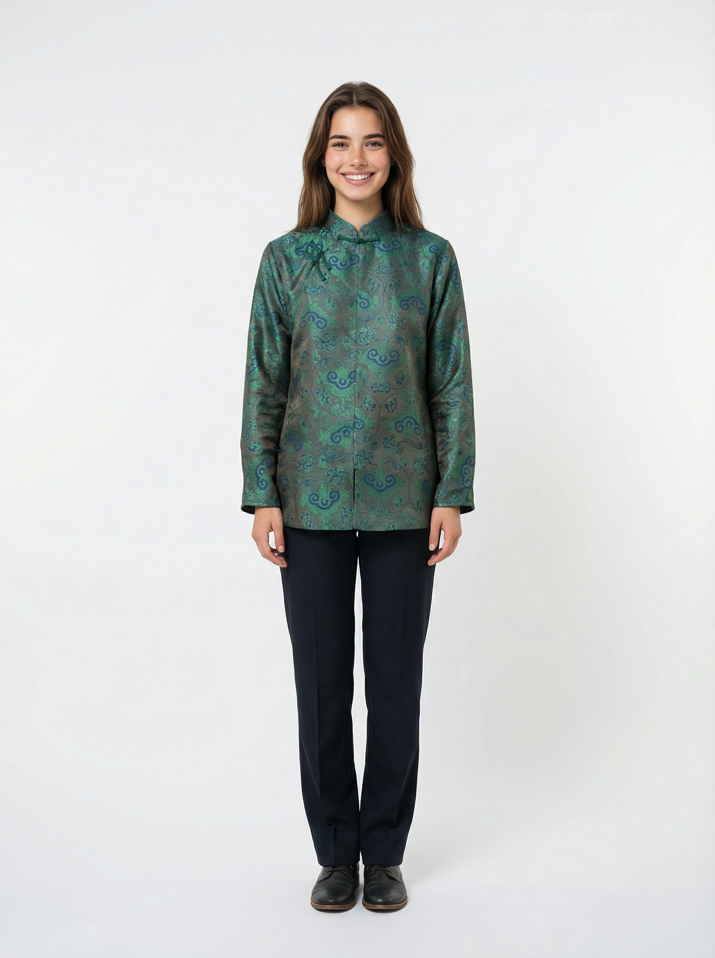 Ting Oriental Mulberry Silk Long Sleeve Blouse