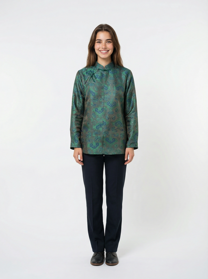Ting Oriental Mulberry Silk Long Sleeve Blouse