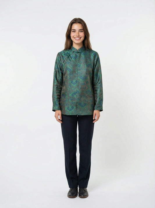 Ting Oriental Mulberry Silk Long Sleeve Blouse