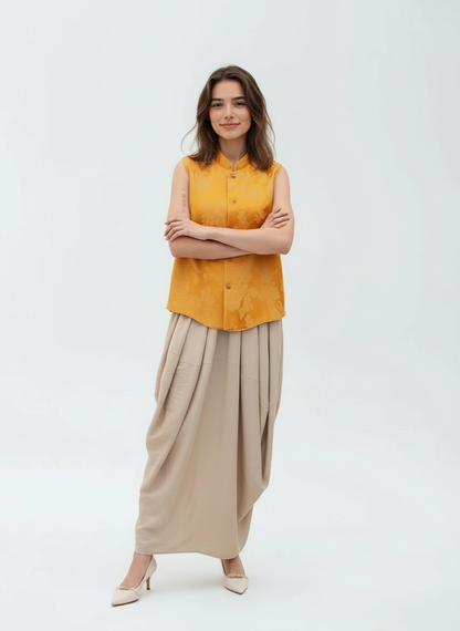 Qing MuDan Flower Silk Vest