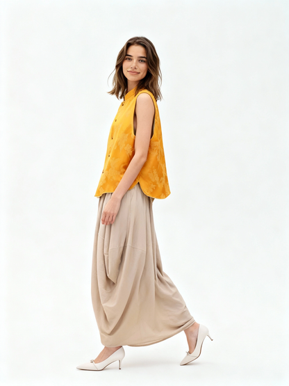 Qing MuDan Flower Silk Vest