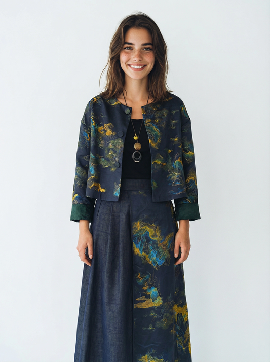 Chao-Xing Overwrap Kimono Mandarin Style Blouse