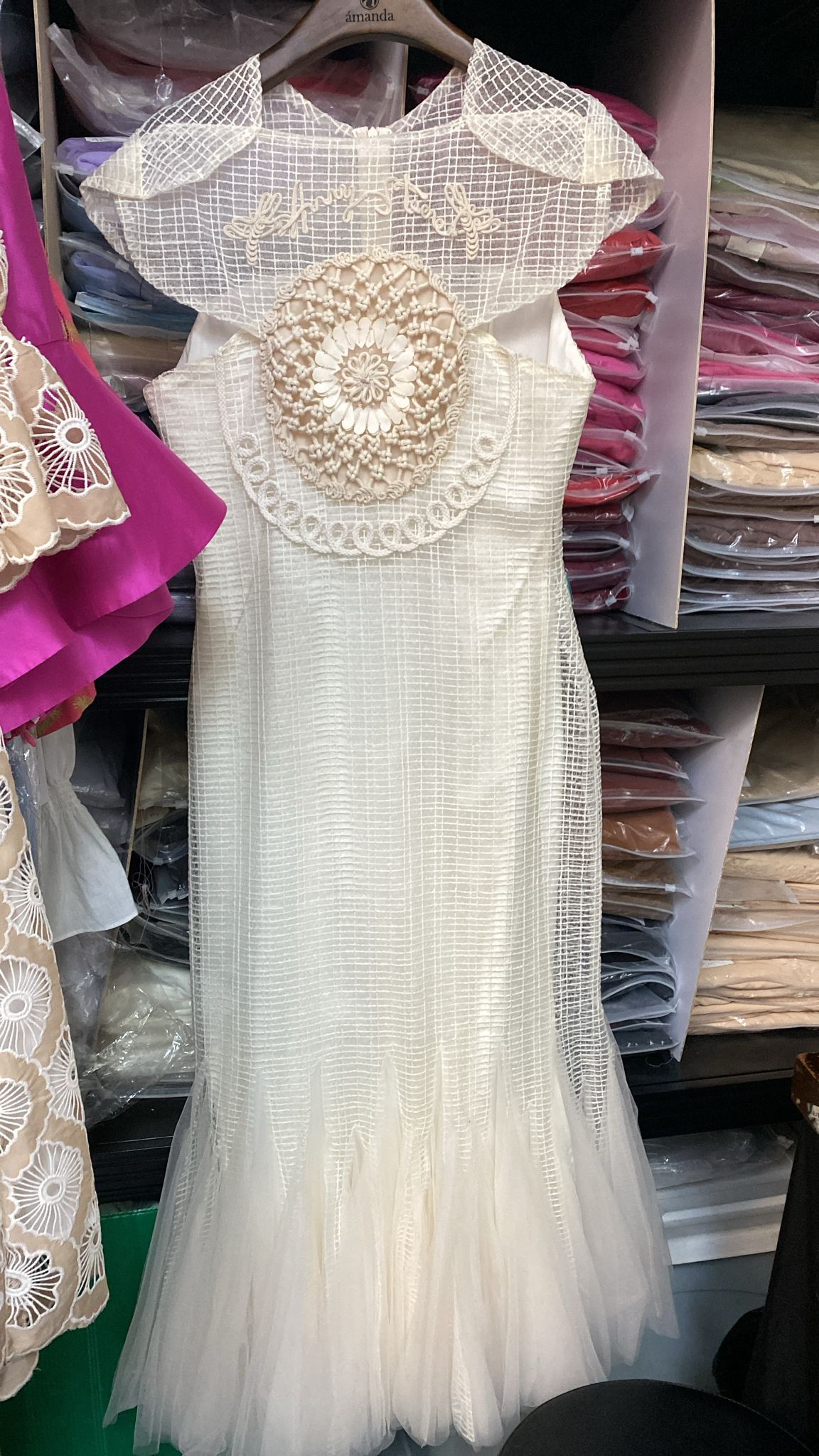 Yan Lin Handmade Lace Cape Dress