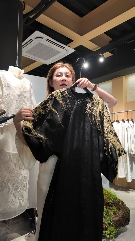 NaNa Segmented Tassel Embroidered Tie Dress