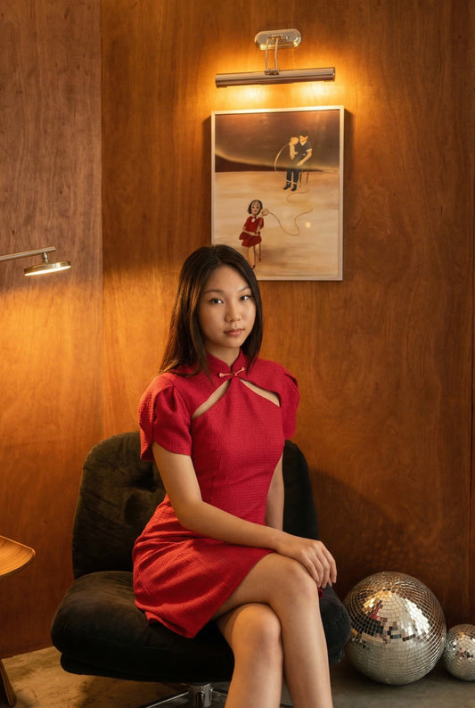 [SAMPLE] Hot Pink Tweed Mini Cheongsam