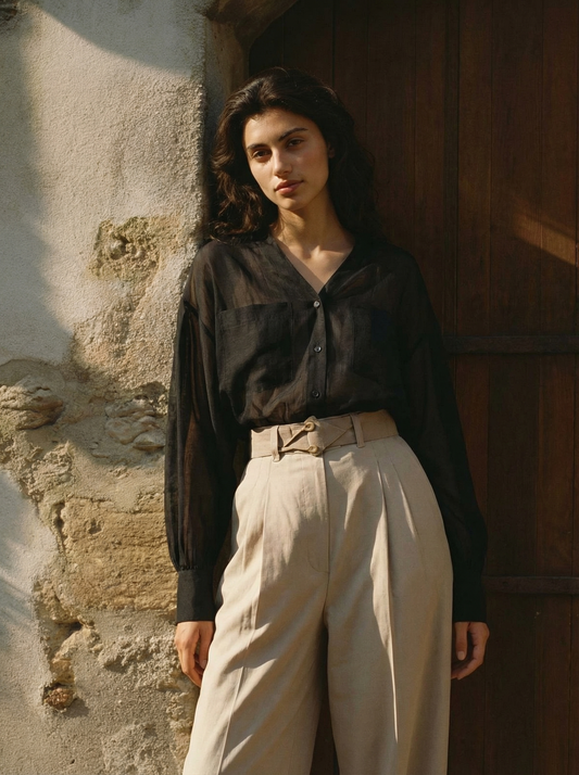 RuSu V-neck Puff Sleeve Blouse