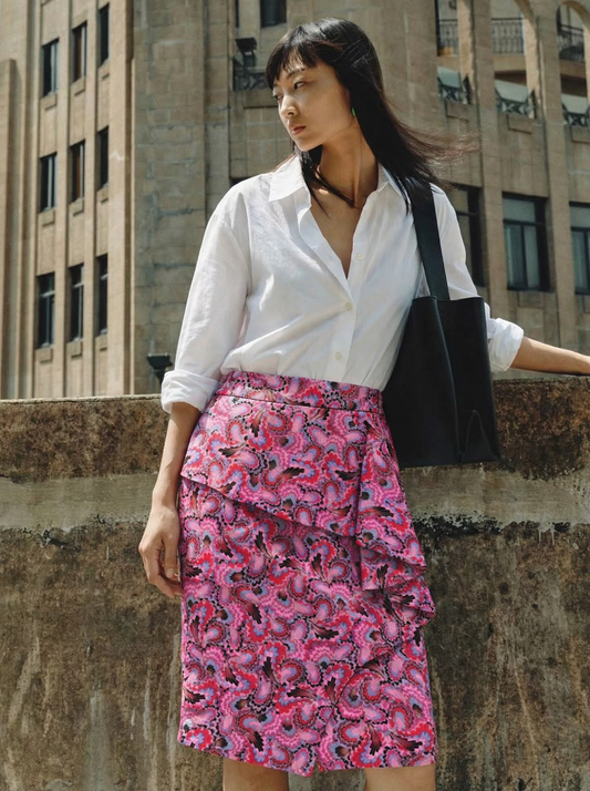 [BESPOKE] Aurelia Mandarin Top & Asymmetrical Skirt Set