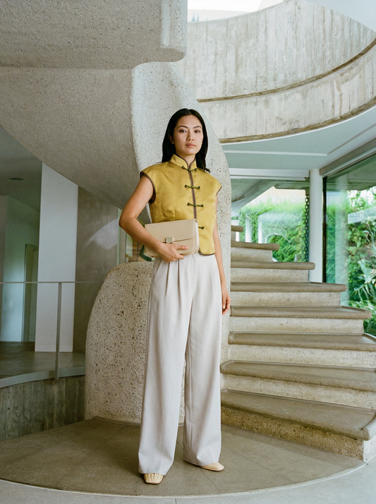 [BESPOKE] Caryn Mandarin Collar Crop Top