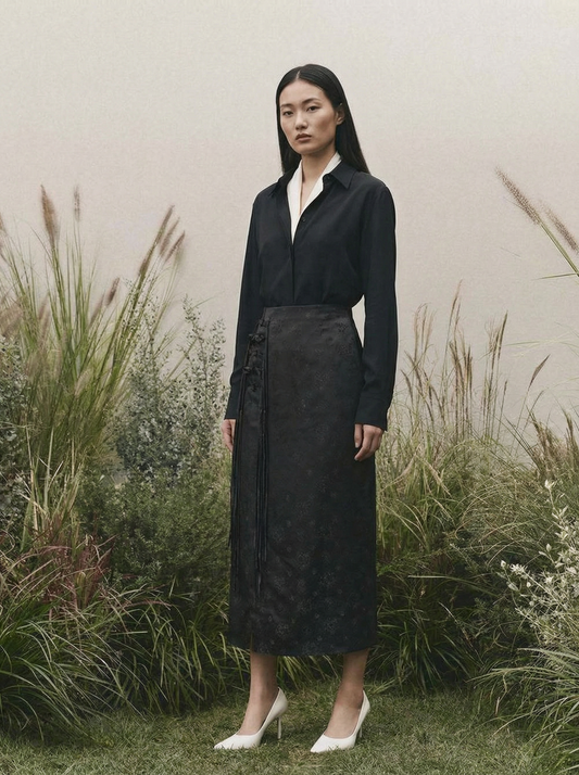 YingLu Handmade Tassel Skirt with Frog Buttons