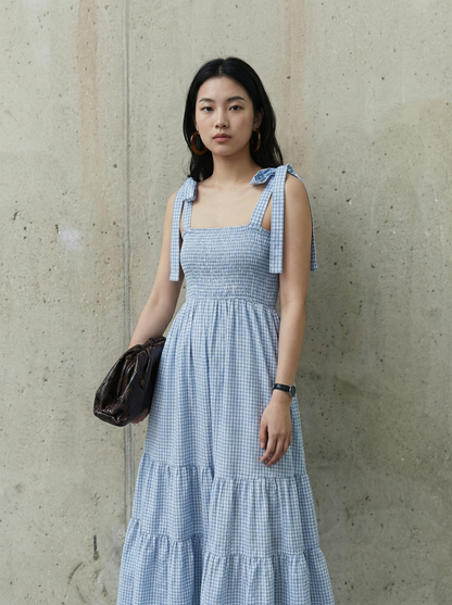 Tansy Tie Strap Shirred Bust Maxi Dress