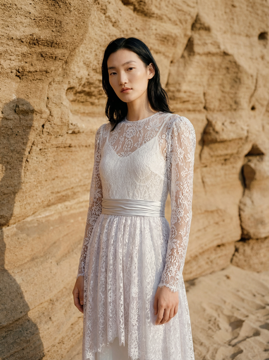 Giulianna Asymmetrical Lace Dress