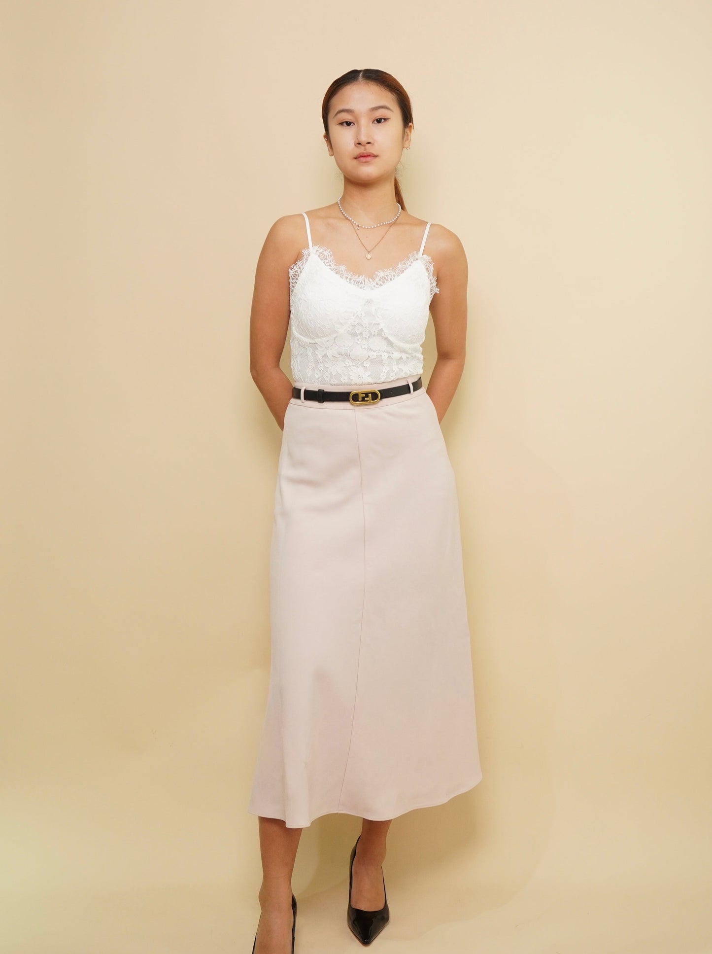 Corinne A Line Belt Skirt