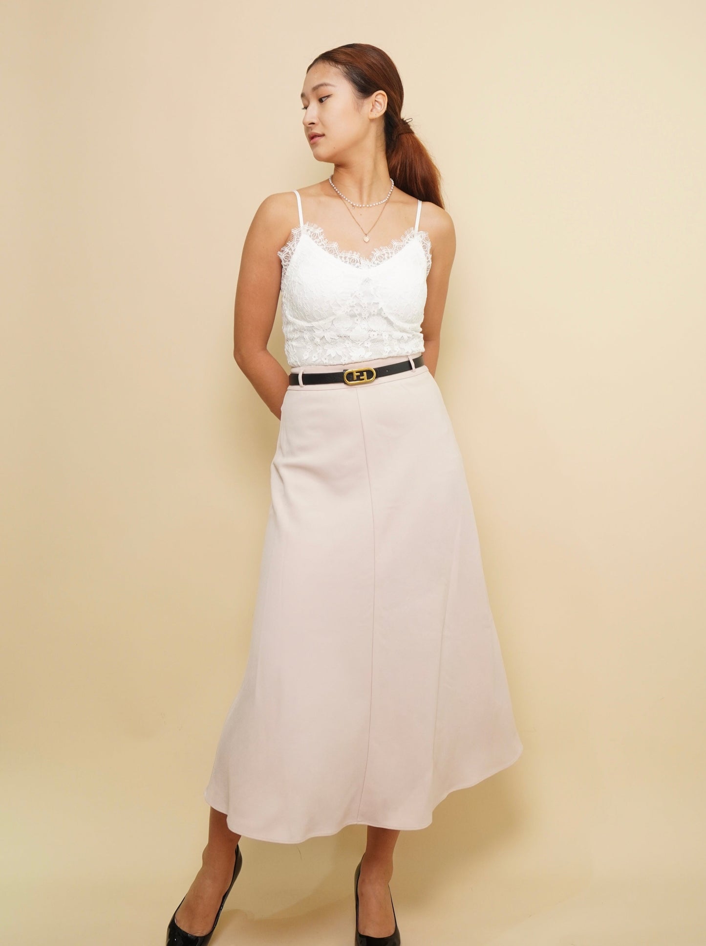 Corinne A Line Belt Skirt