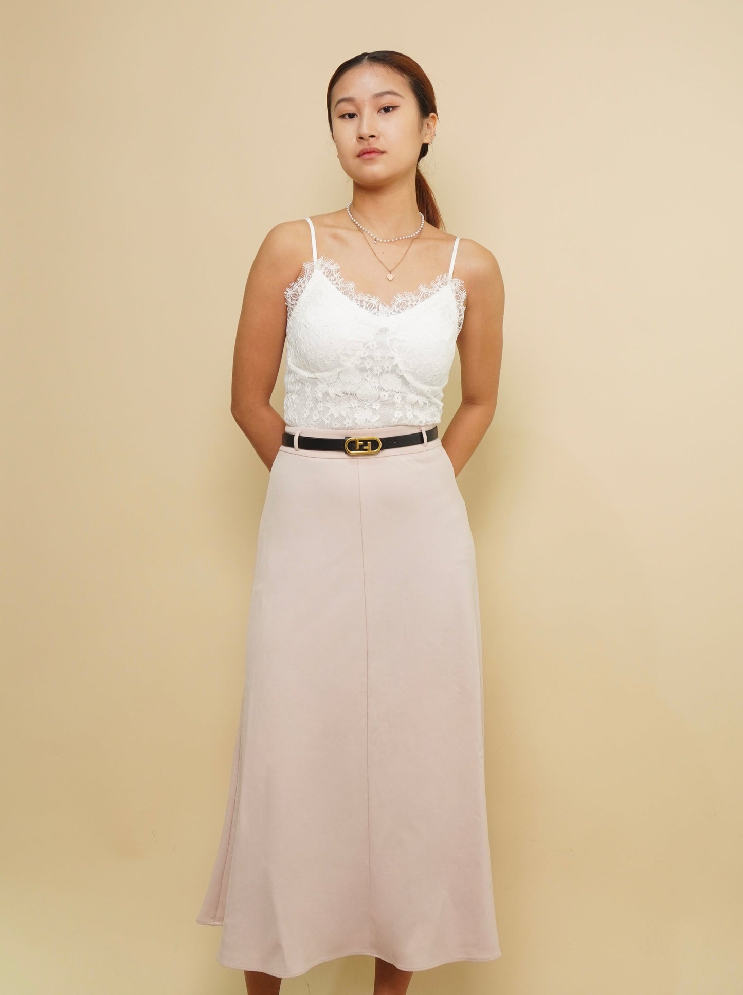 Corinne A Line Belt Skirt