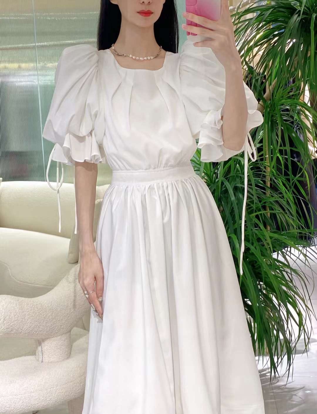 Kalea Puffy Sleeve Midi Dress