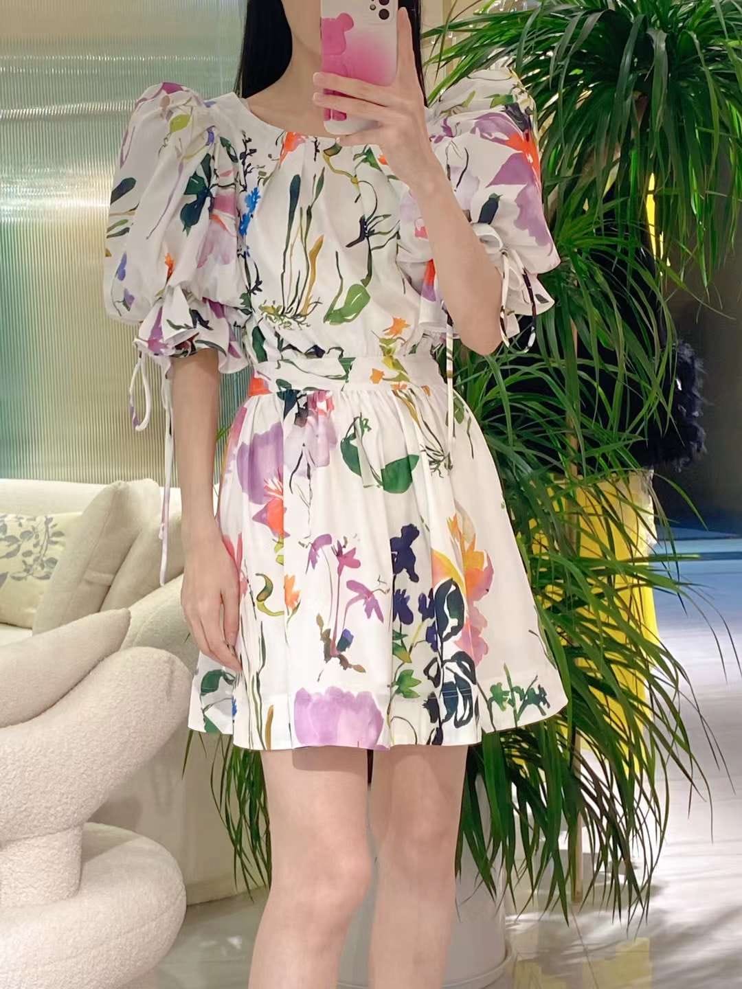 Kalea Floral Puffy Sleeve Mini Dress