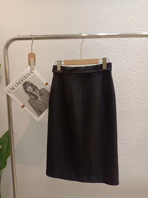 Kieryn Front Slit Belt Skirt