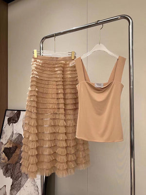 Solange Top & Mesh Layer Skirt Set