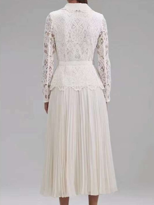 Colette Lace Pleated Midi Dress