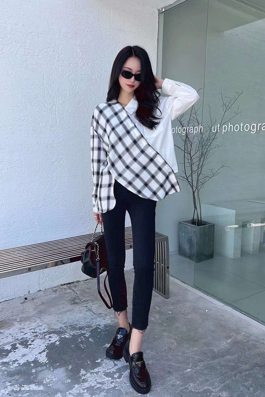 Ramona Color Block Checkered Shirt