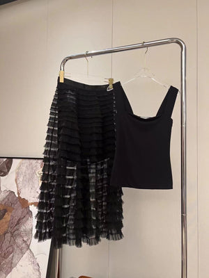 Solange Top & Mesh Layer Skirt Set